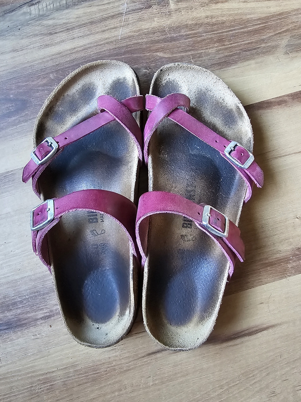 Birkenstock Womens Pink Suede Mayari Double Strap Sandals